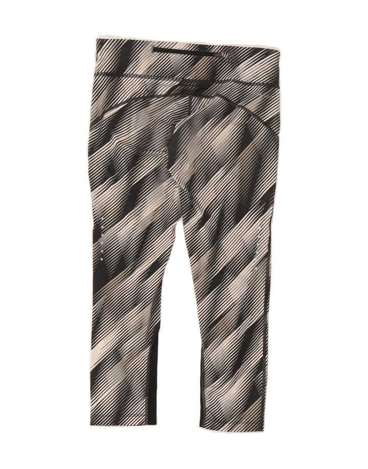 NIKE Womens Dri Fit Capri Leggings UK 10 Small  Black Striped Polyester Vintage Nike and Second-Hand Nike from Messina Hembry 