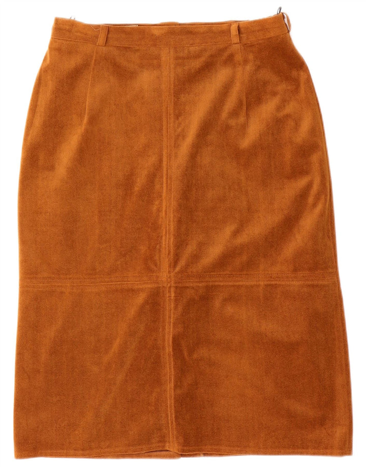 vintage Femmes Velours Jupe Droite Moyen W28 Marron Polyester