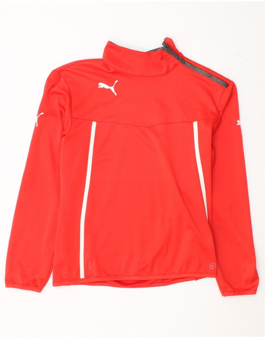 PUMA Mens Zip Neck Pullover Tracksuit Top Small Red Colourblock Polyester