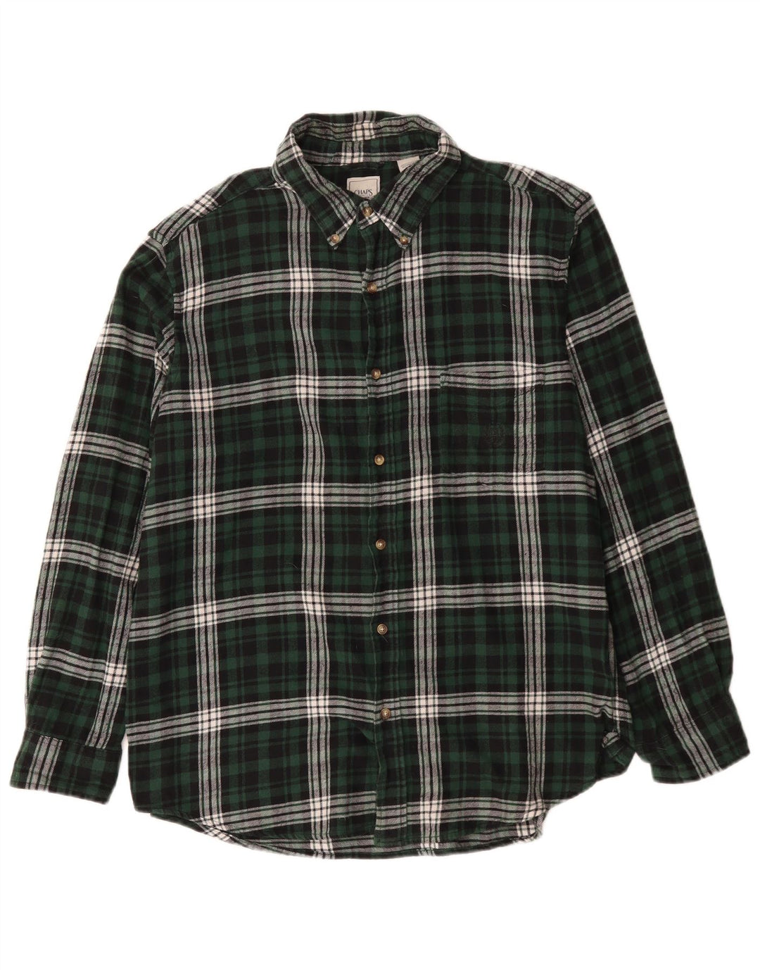 Chaps Chemise en flanelle pour homme XL en coton à carreaux vert