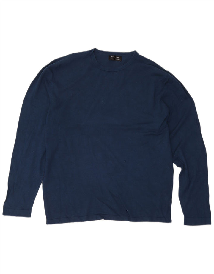 Zara Homme Top Manches Longues Large Bleu Marine Viscose