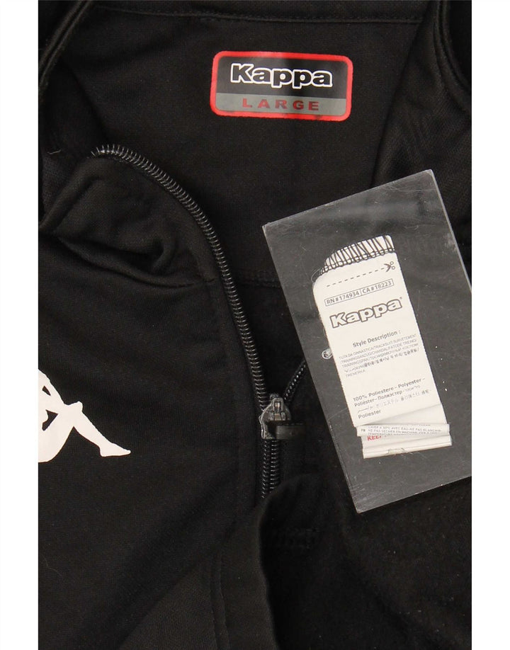 Kappa Sweat-shirt graphique à col zippé pour homme, grand, noir, polyester