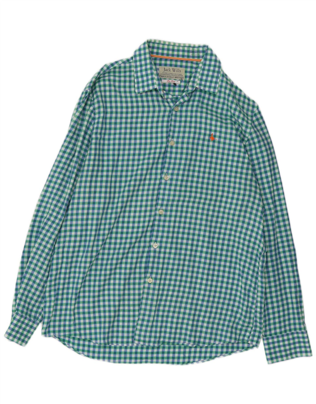 JACK WILLS Chemise Homme Grand Vichy Vert Coton