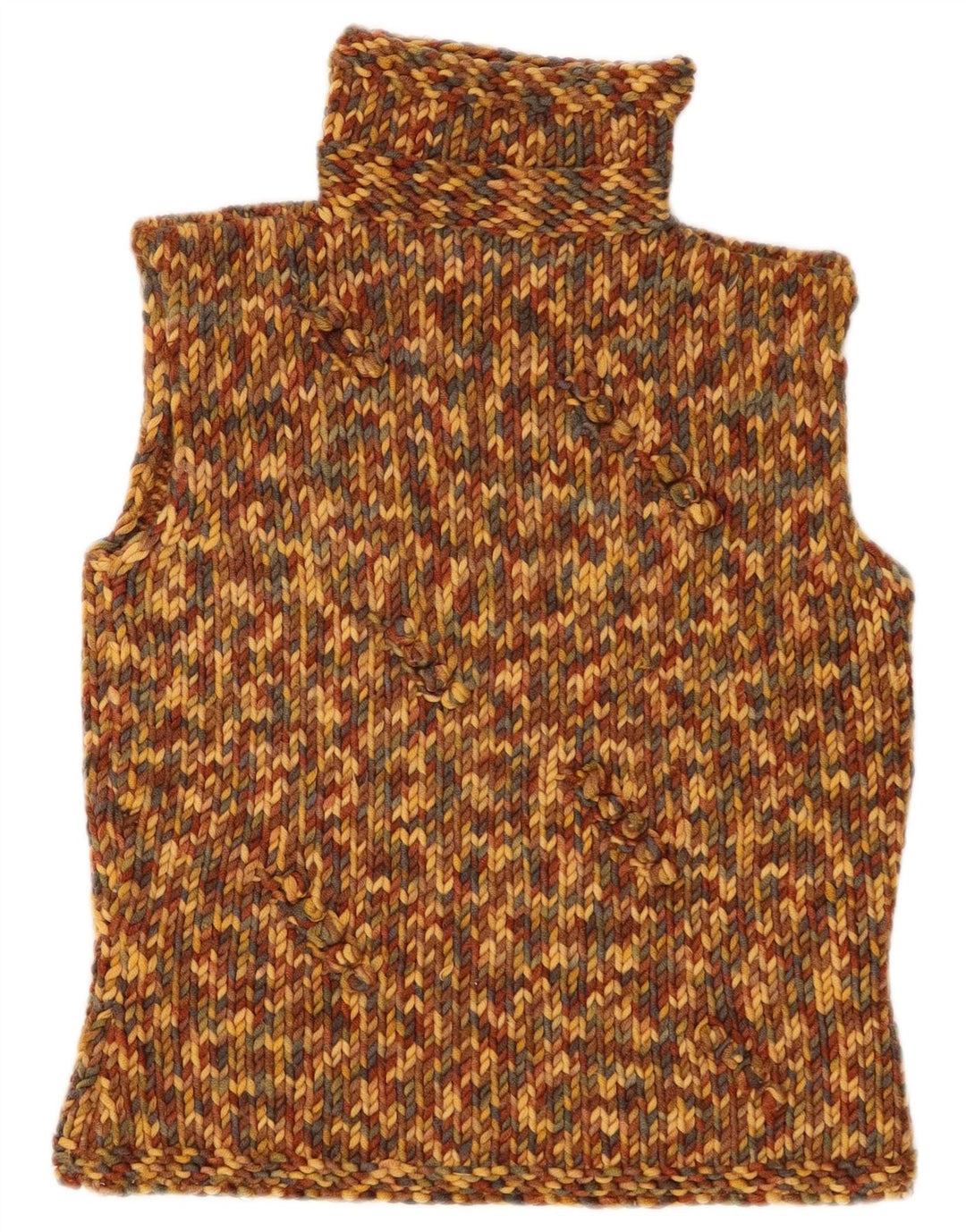 vintage Womens Roll Neck Vest Tank Top UK 12 Moyen Multicolore Moucheté