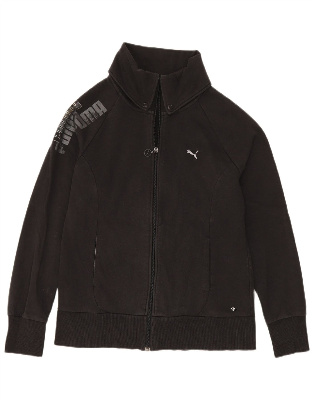 Puma Veste de survêtement graphique pour femme UK 14 Large Noir