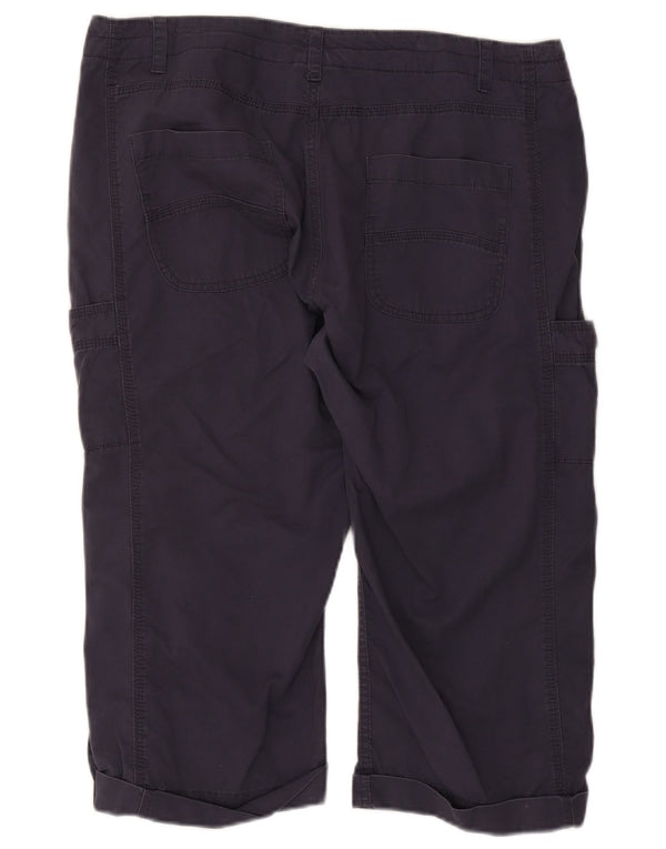 Weird Fish Pantalon Capri Droit pour Femme UK 16 Large W38 L18 Bleu Marine