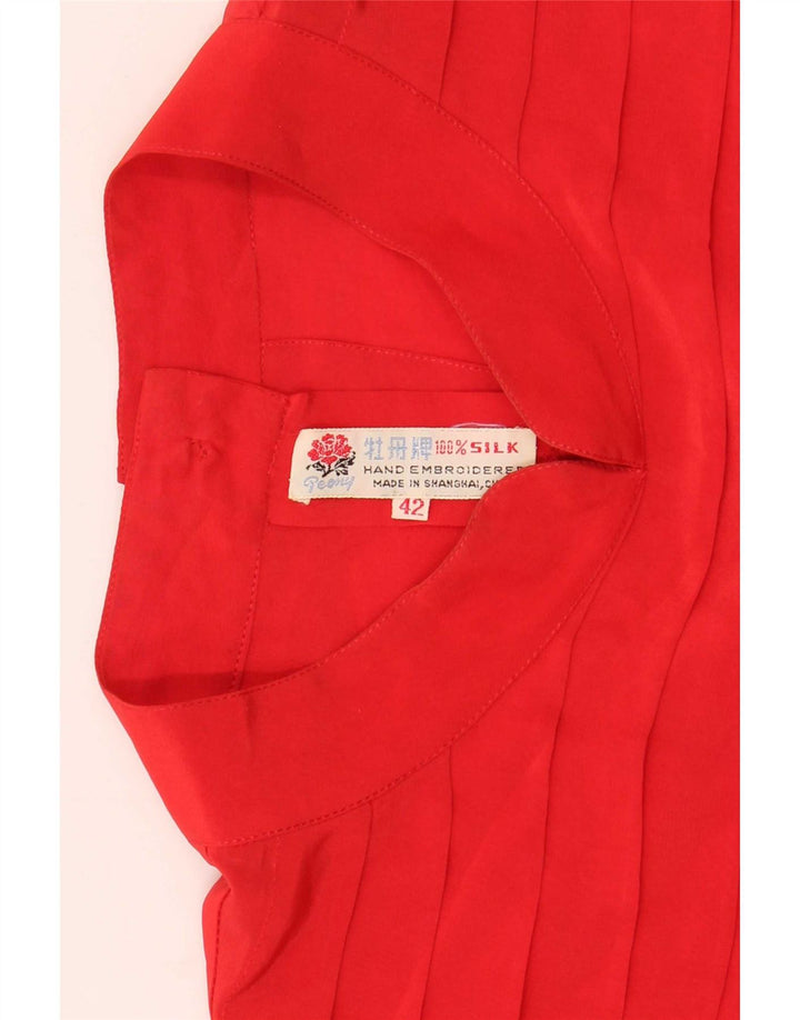 Chemisier chemise femme vintage EU 42 Grande soie rouge
