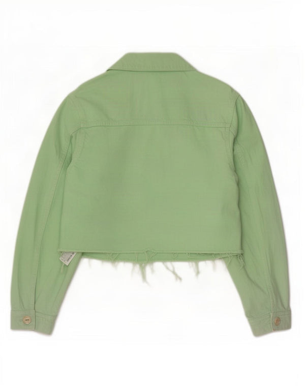 Zara Womens Crop Denim Jacket UK 16 Grand Coton Vert