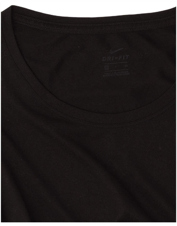 NIKE T-shirt Dri Fit pour femme UK 10 Petit Noir