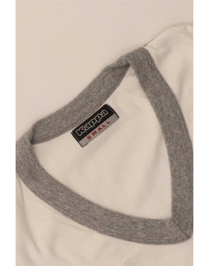 Kappa T-Shirt Femme Top UK 8 Small Blanc Colourblock