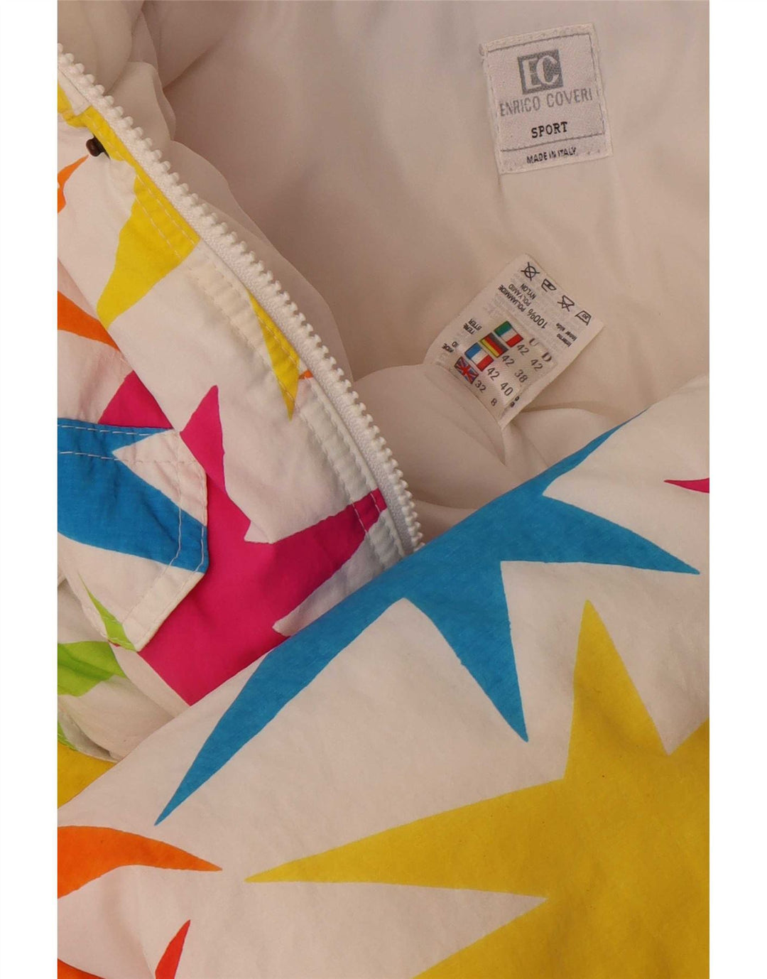 Enrico Coveri Combinaison de ski à motif abstrait pour femme UK 8 Small Multicolore