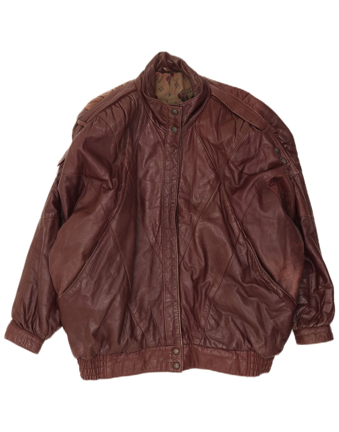 veste en cuir surdimensionnée femme vintage EU 38 Cuir brun moyen