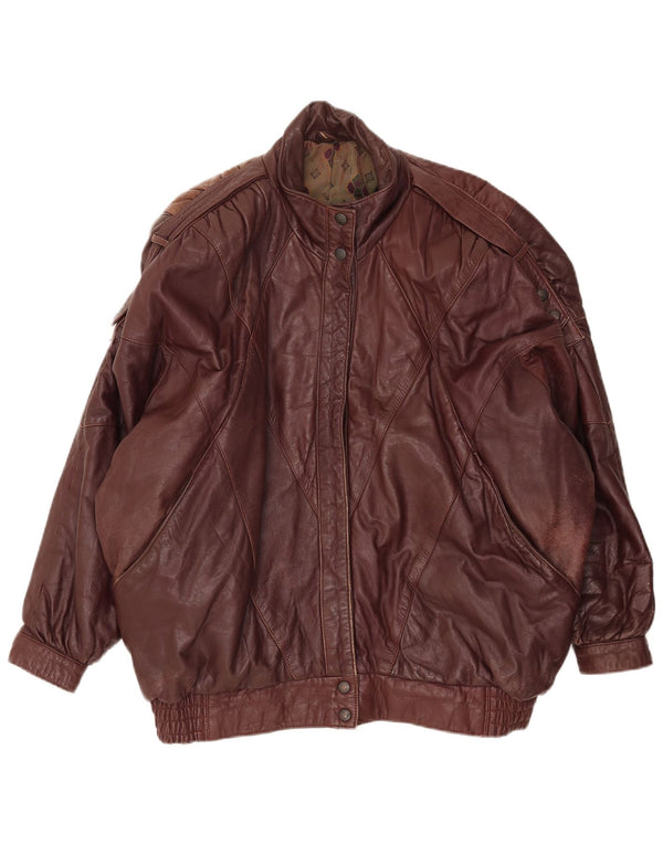 veste en cuir surdimensionnée femme vintage EU 38 Cuir brun moyen