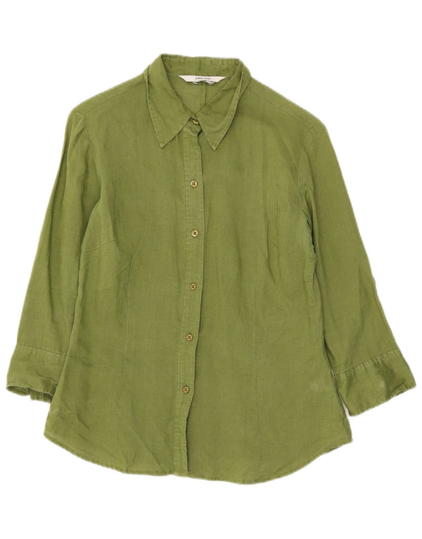 Zara Chemise à manches 3/4 pour femme UK 10 Small Vert