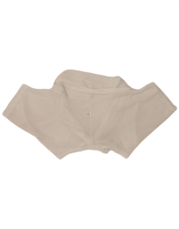 vintage Femmes Front Tie Crop Top UK 20 2XL Viscose Blanche