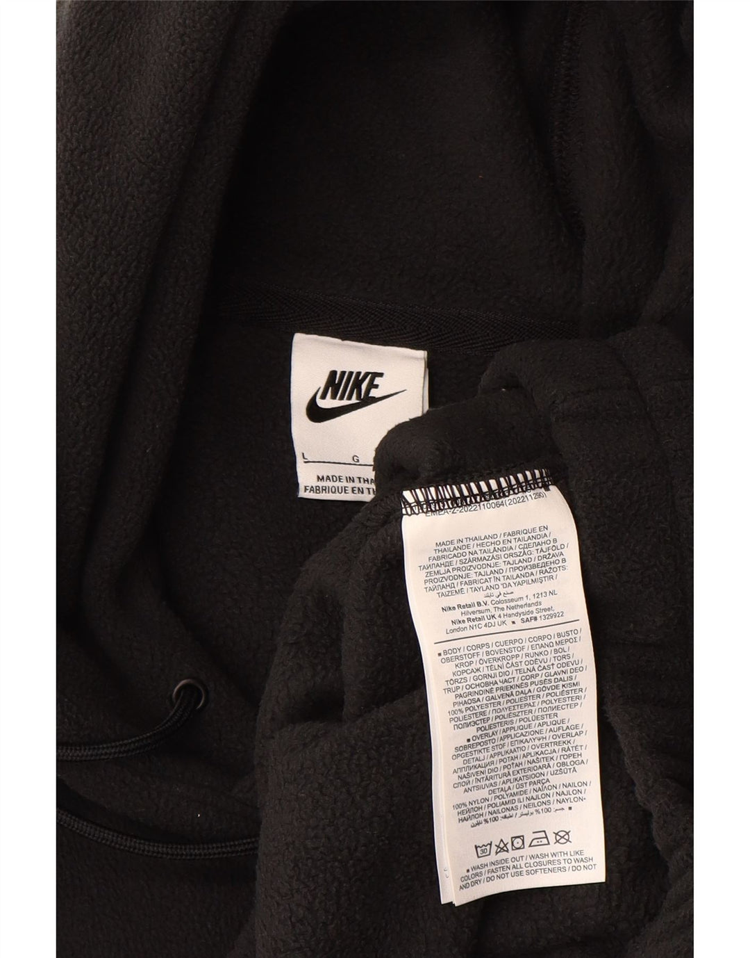 Nike Pull polaire à capuche pour homme Large Noir Polyester