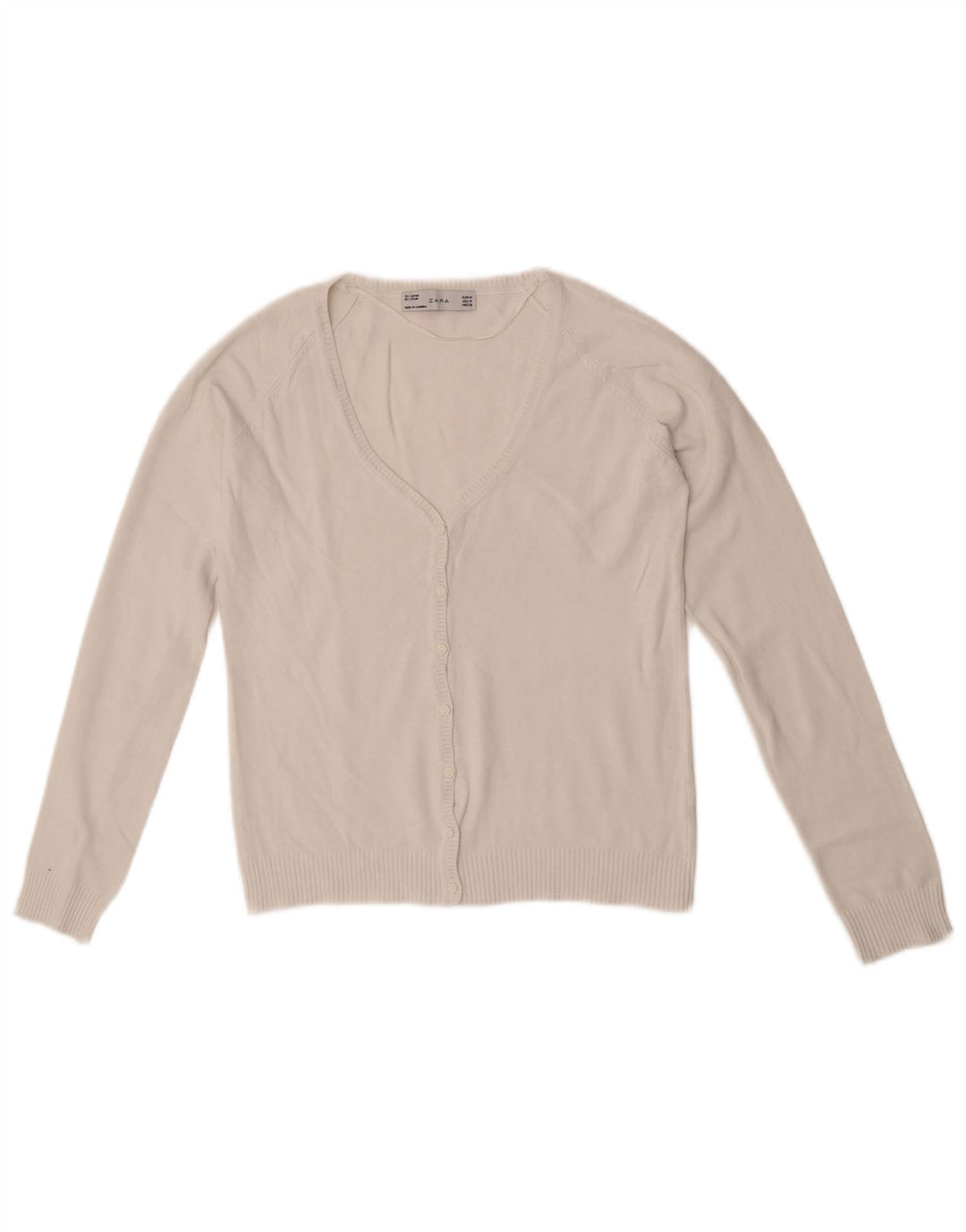 Zara Womens Crop Cardigan Pull UK 12 Moyen Blanc Coton