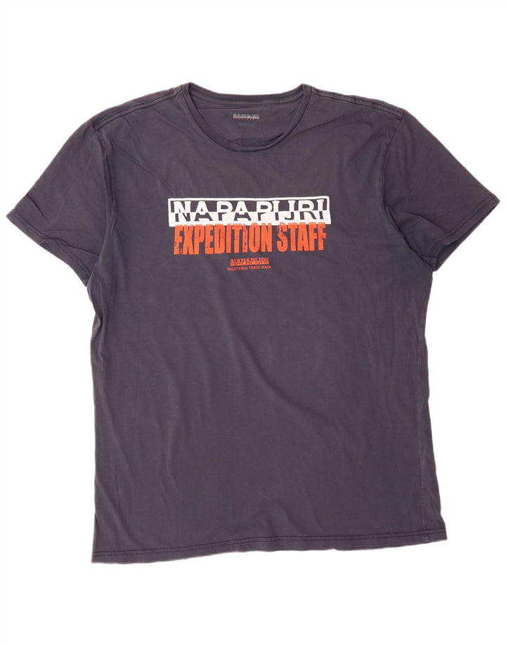 NAPAPIJRI T-Shirt Graphique Géographique Homme Bleu Marine 3XL Coton