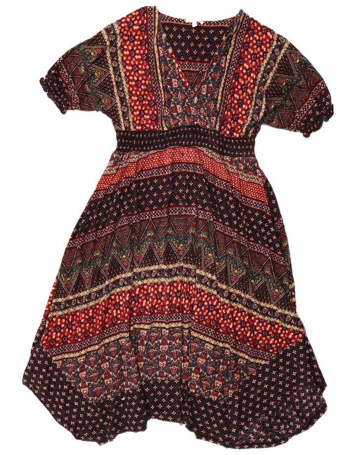 Monsoon Robe Asymétrique Femme UK 46 Grand Coton Floral Multicolore