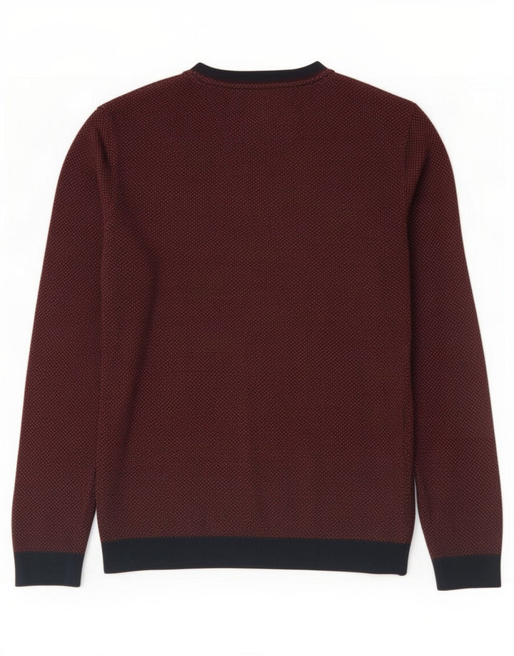 Ted Baker Pull col V pour homme Taille 2 Petit Marron Géométrique Coton