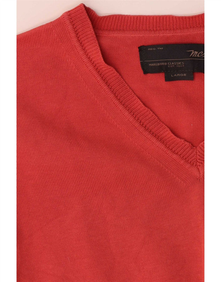 Marlboro Classics Pull col V pour homme en coton orange Taille L