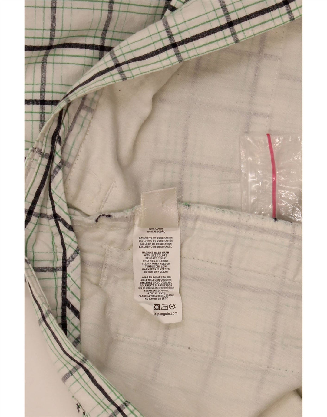 PENGUIN Short Chino Homme W34 Grand Carreau Blanc Coton