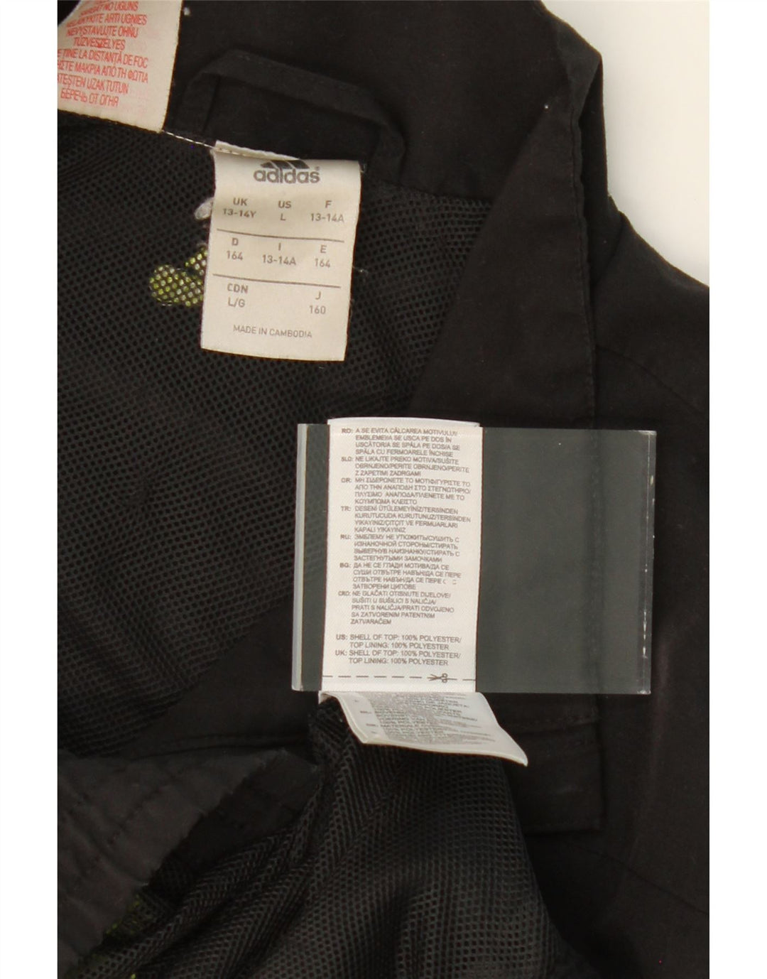 ADIDAS Boys Graphic Tracksuit Top Jacket 13-14 Years Black Polyester Vintage Adidas and Second-Hand Adidas from Messina Hembry 