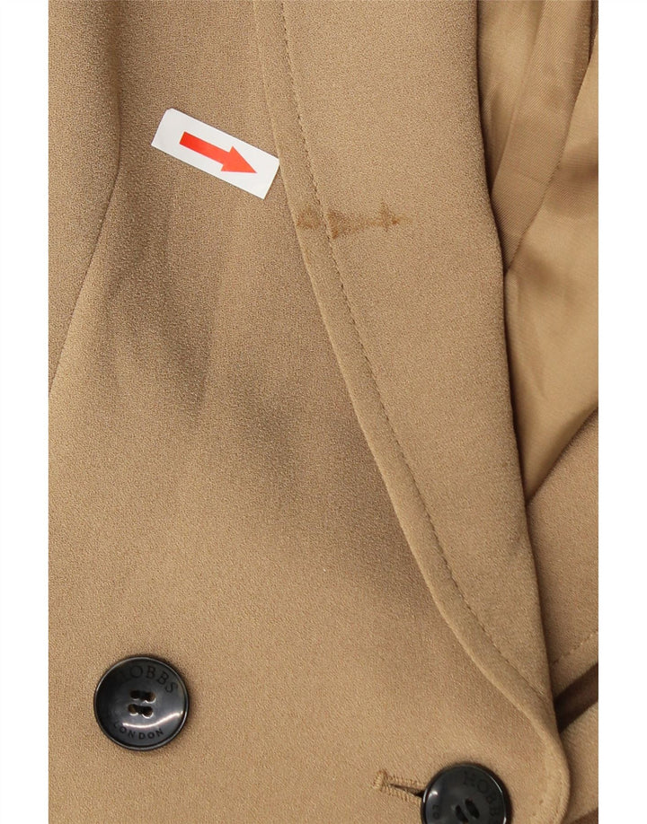 Hobbs Veste blazer double boutonnage pour femme UK 10 Petit triacétate beige