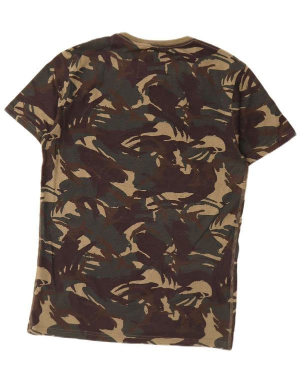 Superdry Homme T-Shirt Graphique Top Petit Kaki Camouflage Coton