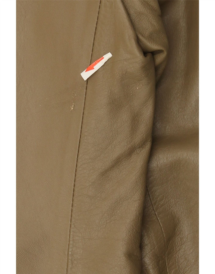 Veste en cuir surdimensionnée femme vintage IT 38 XS Cuir kaki