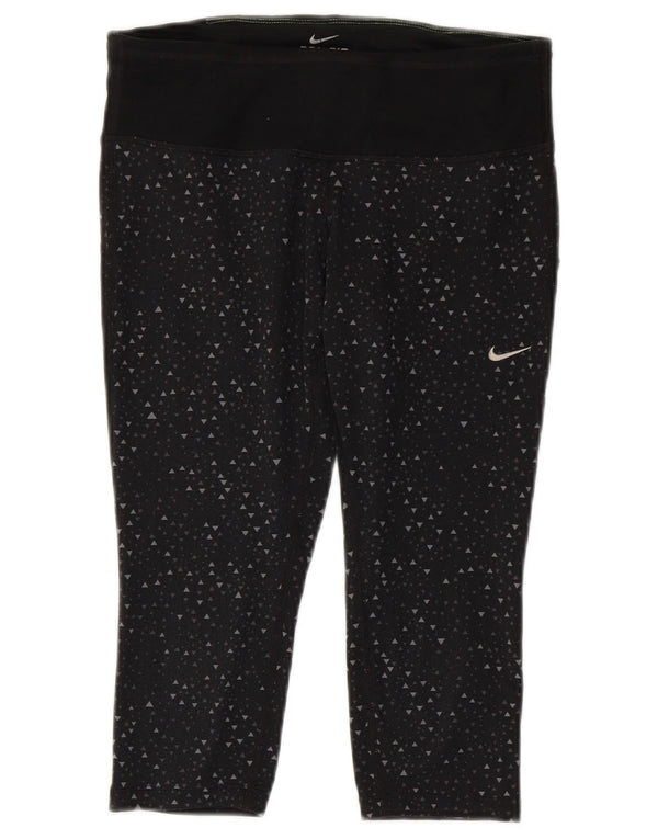 Nike Legging Capri Dri Fit pour femme UK 10 Petit Noir Géométrique Polyester