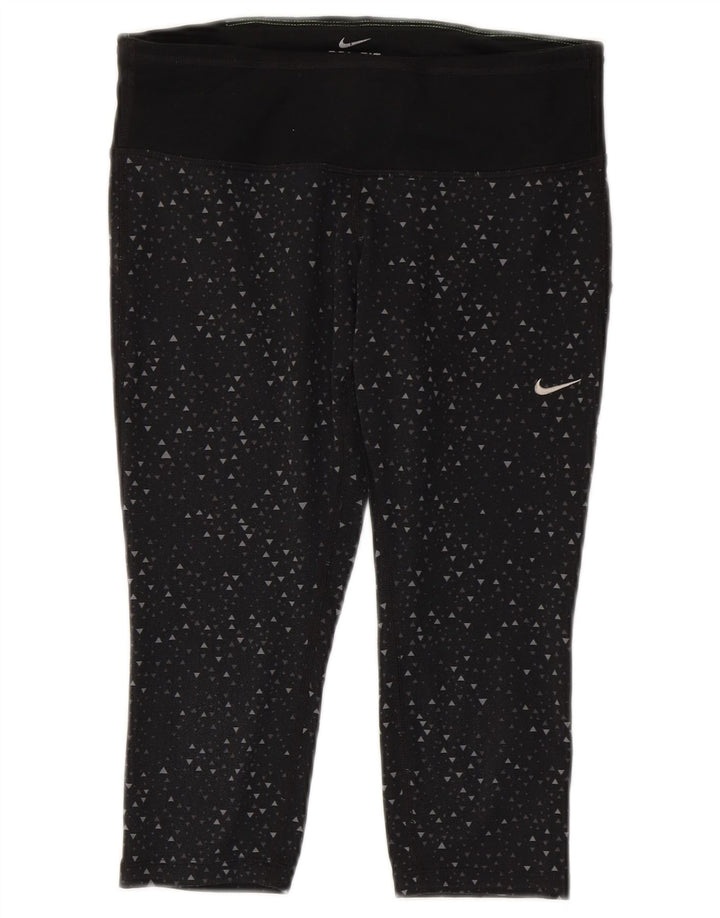 Nike Legging Capri Dri Fit pour femme UK 10 Petit Noir Géométrique Polyester
