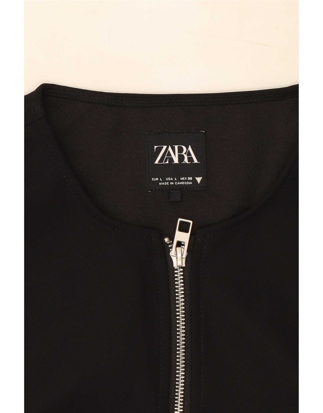 Zara Gilet court pour femme UK 16 Large Noir Polyester