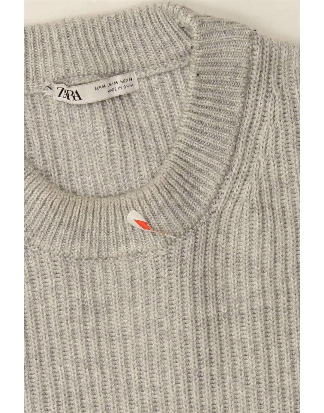 Zara Pull à col rond pour homme Gris moyen Polyester