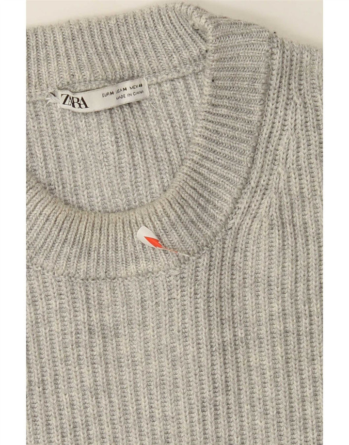 Zara Pull à col rond pour homme Gris moyen Polyester