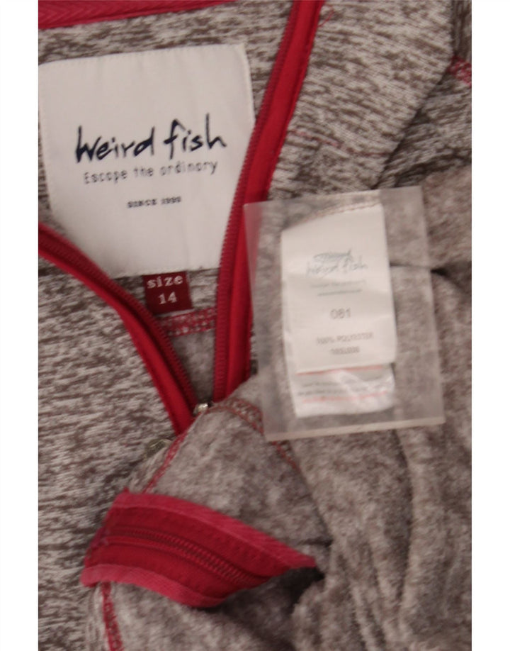 WEIRD FISH Pull à capuche zippé pour femme UK 14 Grand gris moucheté en polyester