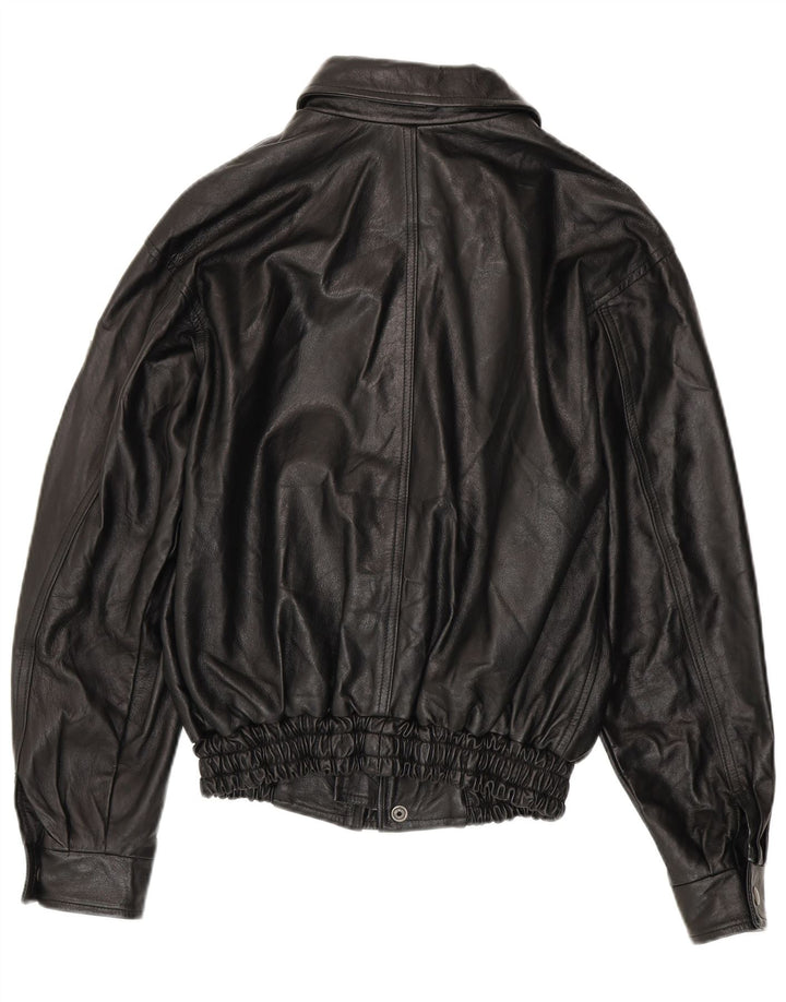 VINTAGE Veste en cuir homme UK 36 Petit cuir noir