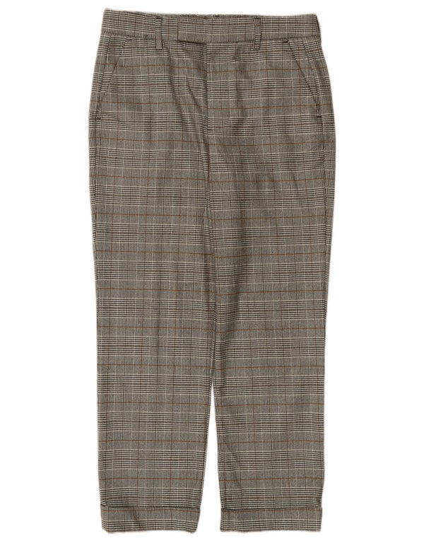 Zara Pantalon de costume droit taille haute pour femme EU 36 XS W26 L25 Gris à carreaux
