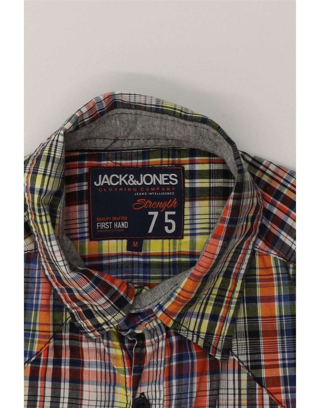 JACK & JONES Mens Graphic Short Sleeve Shirt Medium Multicoloured Check Vintage Jack & Jones and Second-Hand Jack & Jones from Messina Hembry 