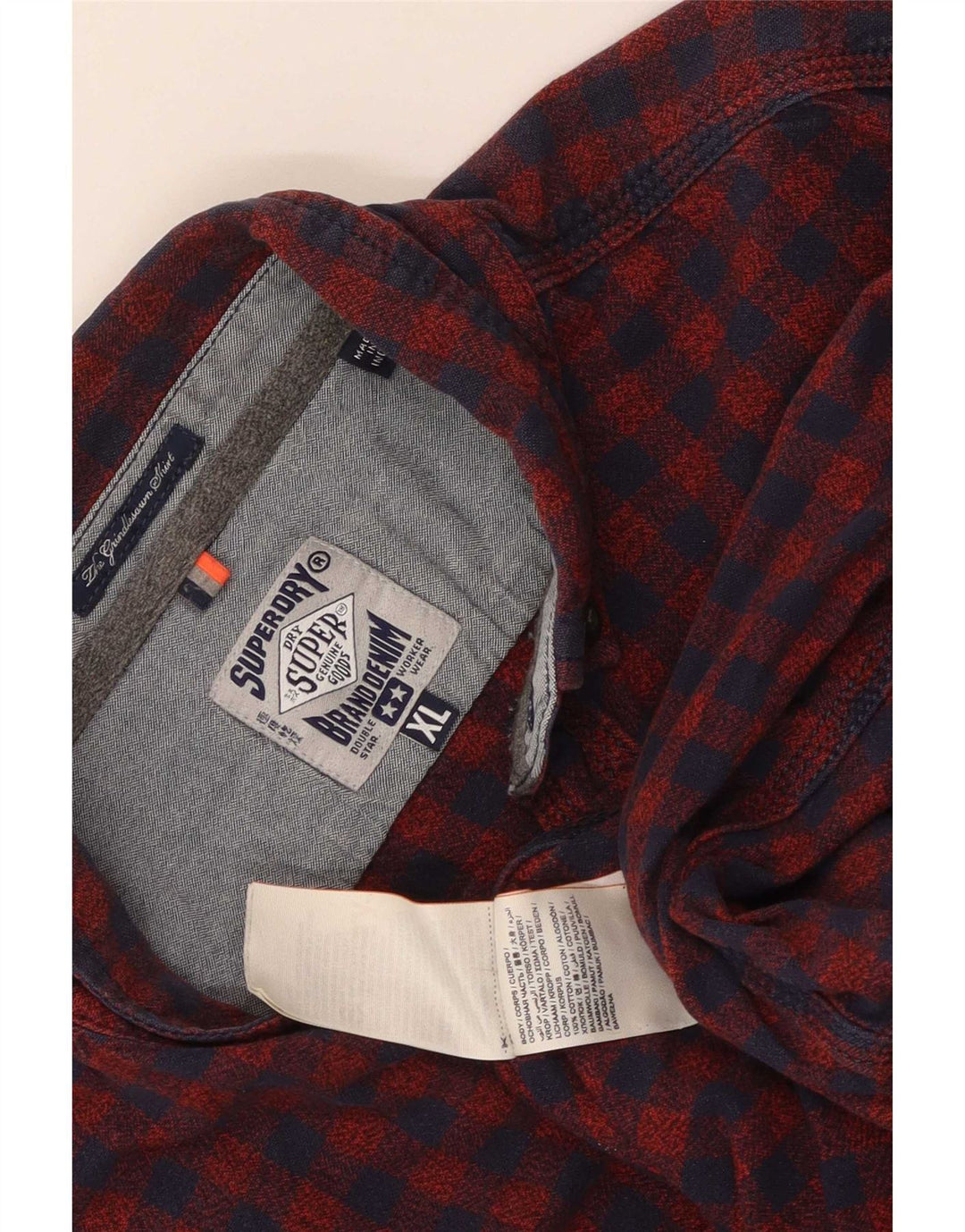 Superdry Chemise en flanelle pour homme XL en coton vichy rouge