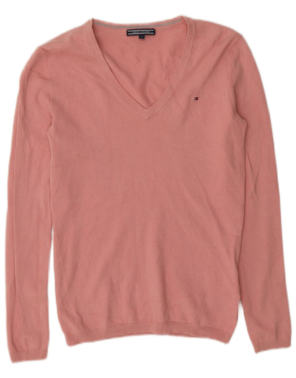Tommy Hilfiger Pull col V pour femme UK 6 XS Rose Coton