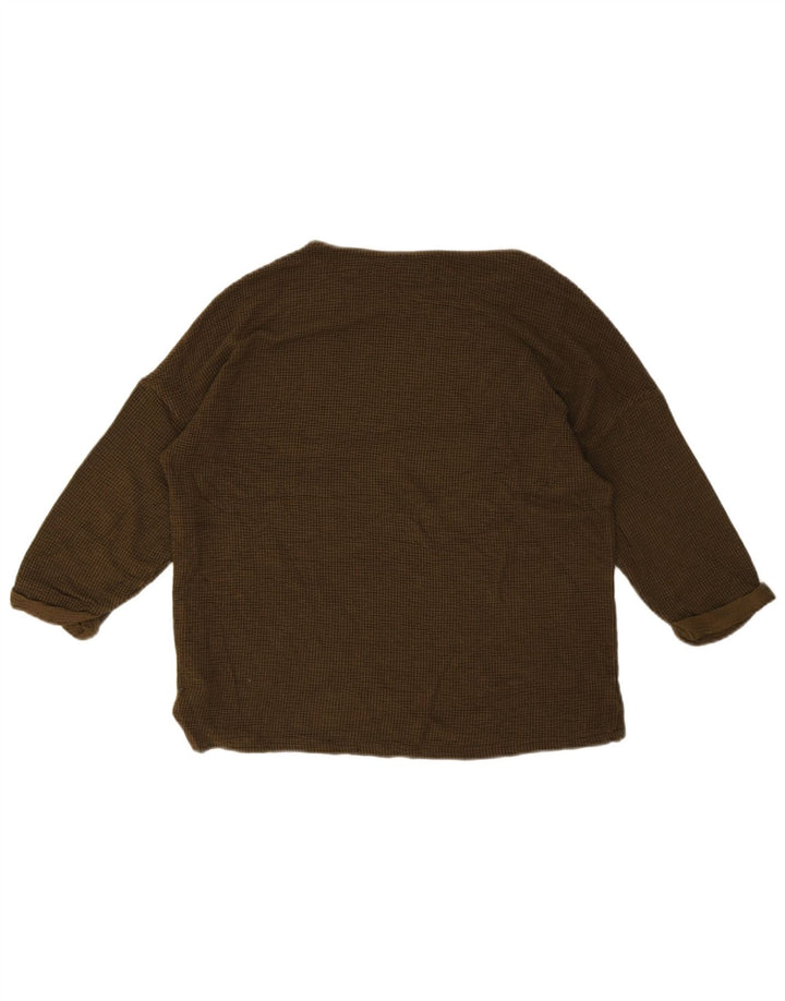 Zara Femme Haut Oversize Manches 3/4 UK 10 Petite Viscose Marron