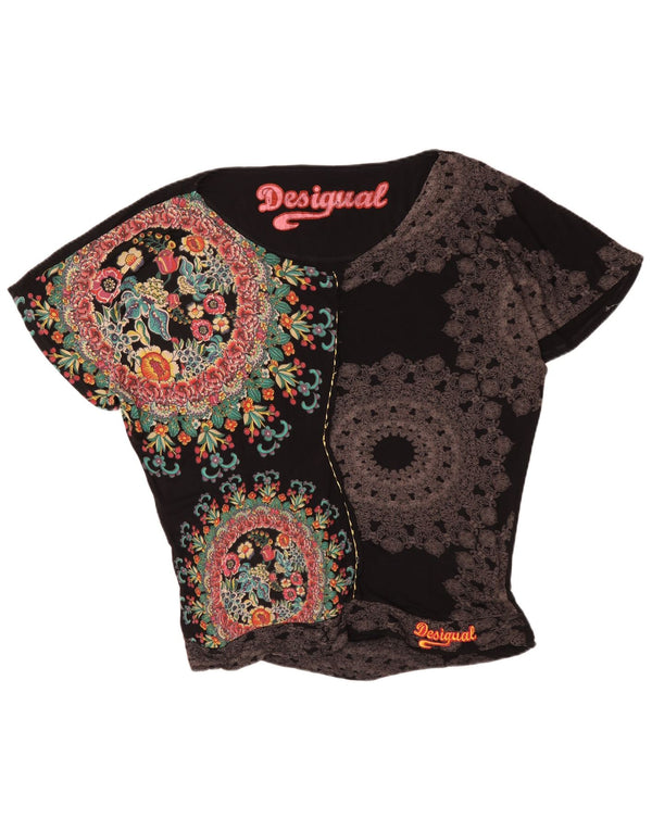 Desigual Chemisier graphique surdimensionné pour femme UK 16 Large Noir Floral