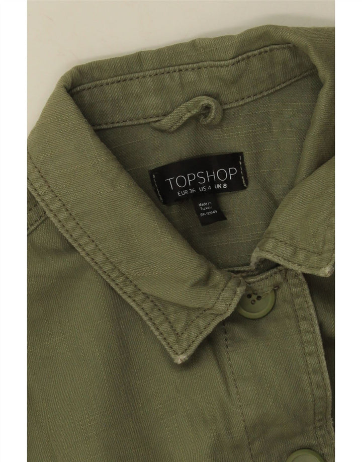 Topshop Veste utilitaire pour femme UK 8 Small Kaki Coton