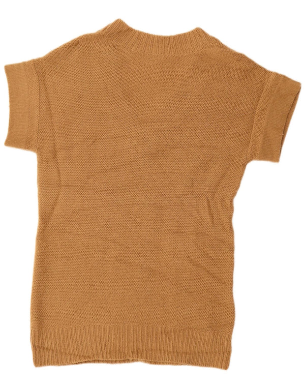 J. CREW Pull long à col en V pour femme UK 12 Beige moyen