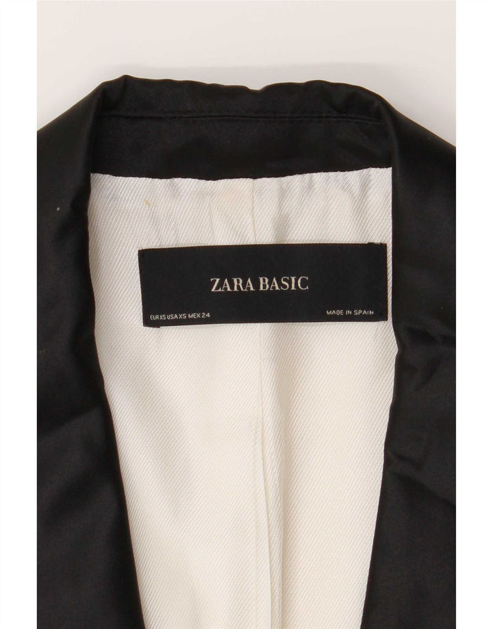 Zara Veste blazer à 2 boutons pour femme UK 6 XS Blanc Colorblock Polyester