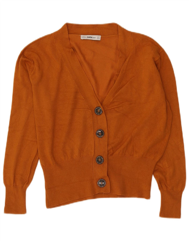 Zara Cardigan Femme Pull UK 14 Viscose Marron Moyen