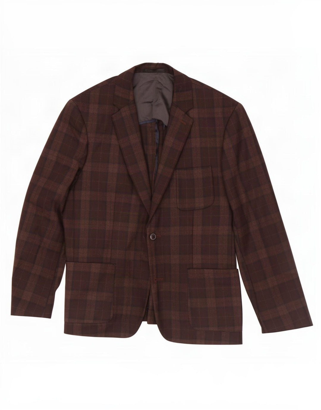 Mauro Grifoni Veste blazer 1 bouton pour homme IT 50 en laine à carreaux marron