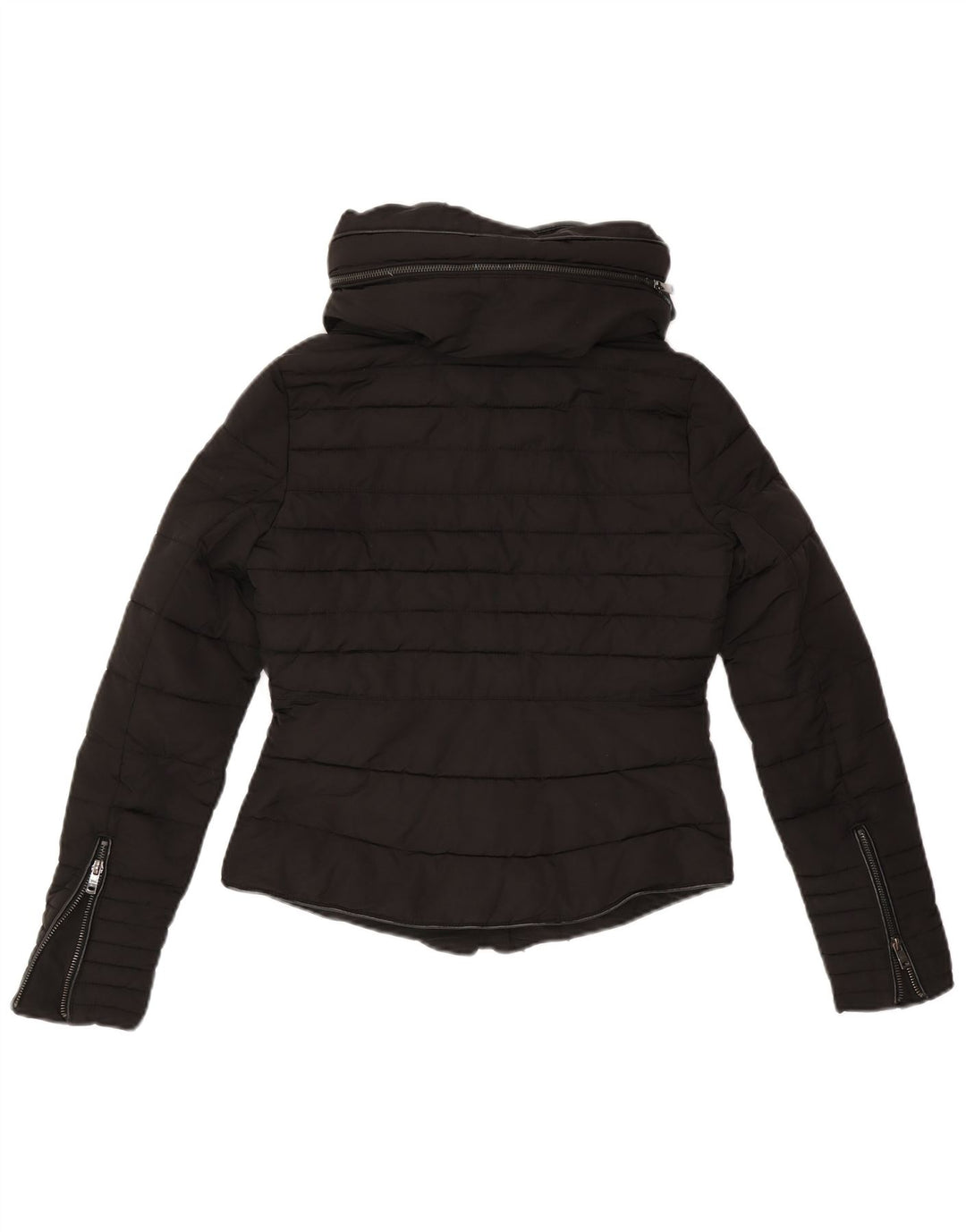 Zara Veste matelassée à capuche pour femme UK 6 XS Noir Polyester