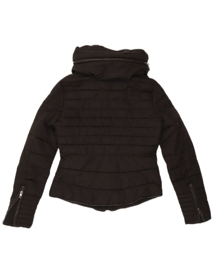 Zara Veste matelassée à capuche pour femme UK 6 XS Noir Polyester